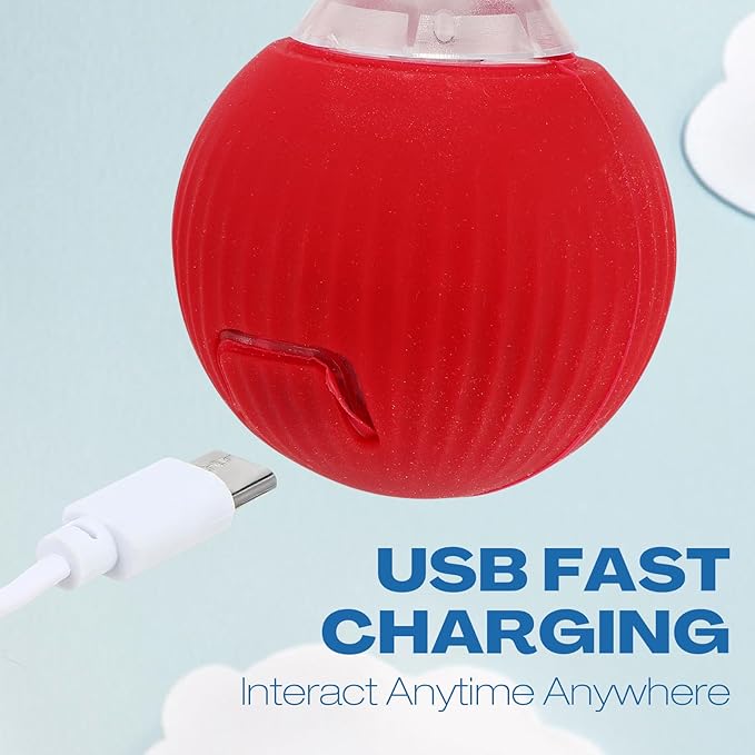 2 Pcs Interactive Rolling Cat Dog Toy Ball, Electric Cat Ball Toy Smart Automatic Self Rolling Dog Ball Toys, 360° Smart Rolling Ball Toy Electric Balls for Dog Cat (Red)-PurrikoPets