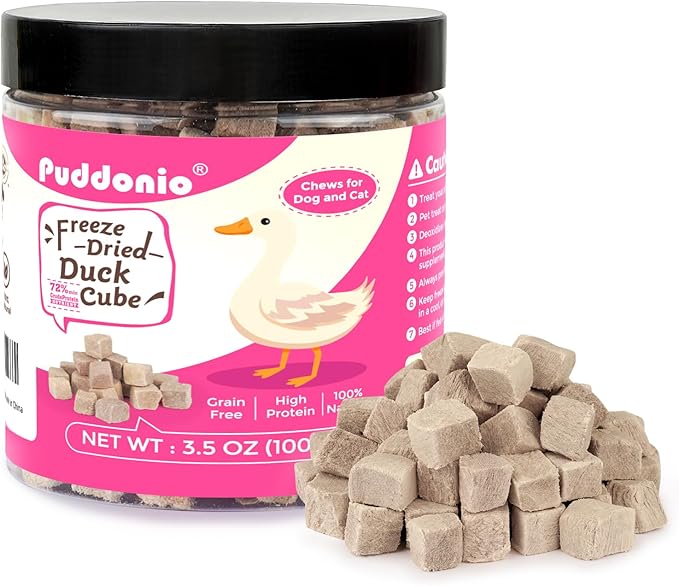 Freeze Dried Cats & Dogs Raw Treats, All Natural Single Ingredient Duck Breast, High Protein Healthy Pet Training Treats or Food Topper, 3.5 oz-PurrikoPets
