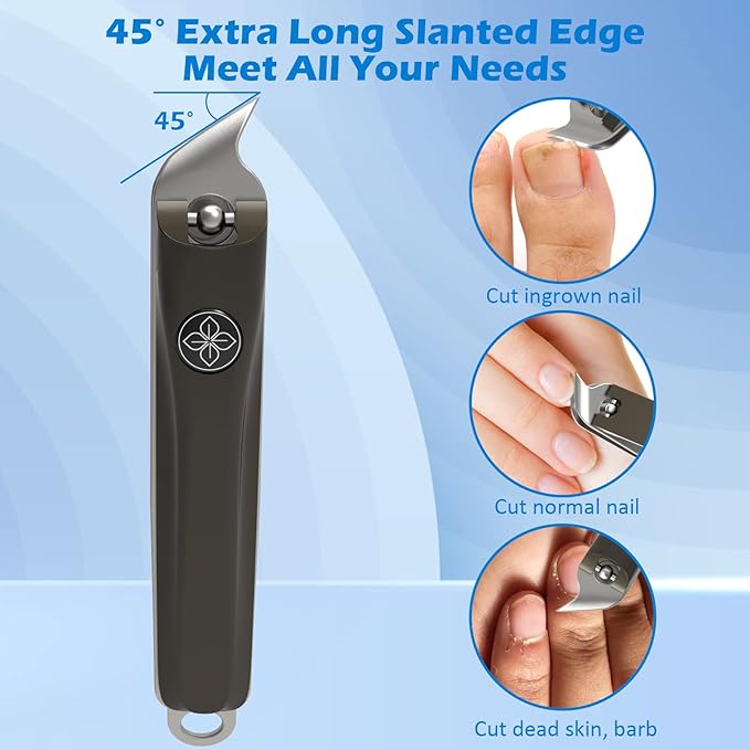 GLAMFIELDS 3pcs Nail Clippers Set, Black Stainless Steel Slanted Edge Nail Clipper & Fingernail & Thick Toenail Trimmer for Men and Women-PurrikoPets