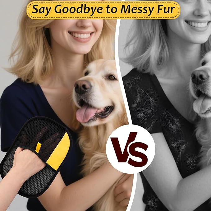 3 Pcs Pet Hair Removal Glove Set, Reusable Electrostatic Pet Hair Remover with Hair Remover Brush and Pet Comb, Upgrade Efficient Cats&Dogs Grooming Gloves for Clothes Furniture Carpet Seat-PurrikoPets