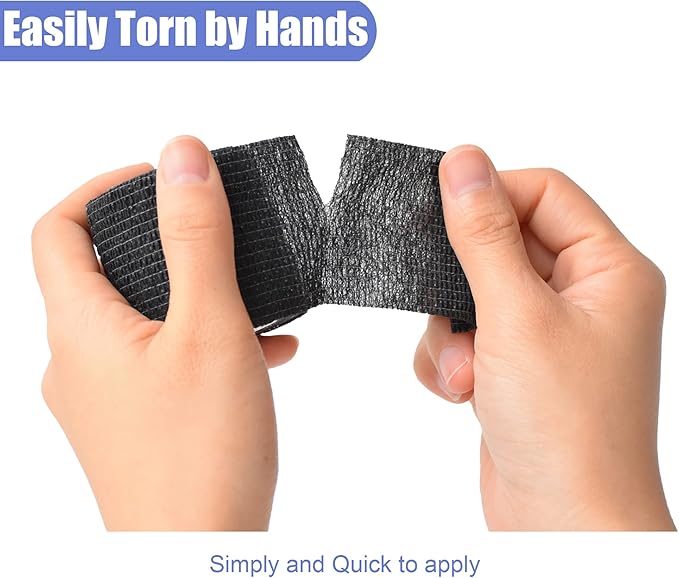 9 Pack 2" x 5 Yards Self Adhesive Bandage Wrap Self Stick Wrap for Ankle, Wrist, Finger, Sports, Breathable Cohesive Vet Tape for Pets (Black)-PurrikoPets