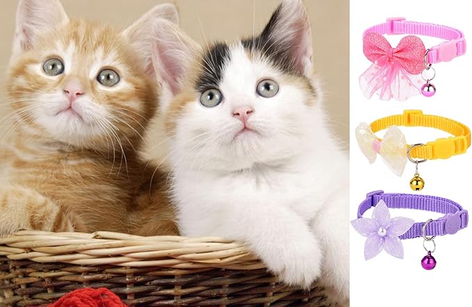 16 PCS Cute Cat Collars Breakaway with Bell for Boy Cats and Girl Cats Gifts (#2-Multicolor Lace)-PurrikoPets