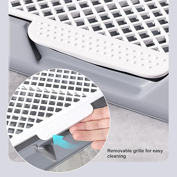 Fabater Dog Potty Toilet Training Tray, Portable Multifunctional Mesh Puppy Training Toilet Pad Holder with Bafflel for Small Dogs Puppies (Gray)-PurrikoPets