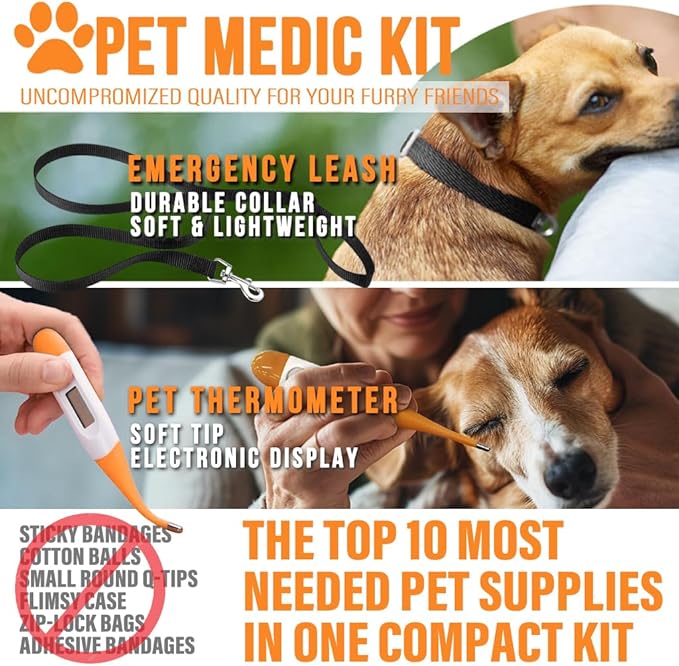 EVERLIT Pet Medic First Aid Kit | Vet-Approved Animal Care Kit with 95 Pcs Medical, Outdoor & Emergency Supplies to Treat Dogs, Cats | Travel-Friendly Compact Bag for Home, Car and Travel (Blue)-PurrikoPets