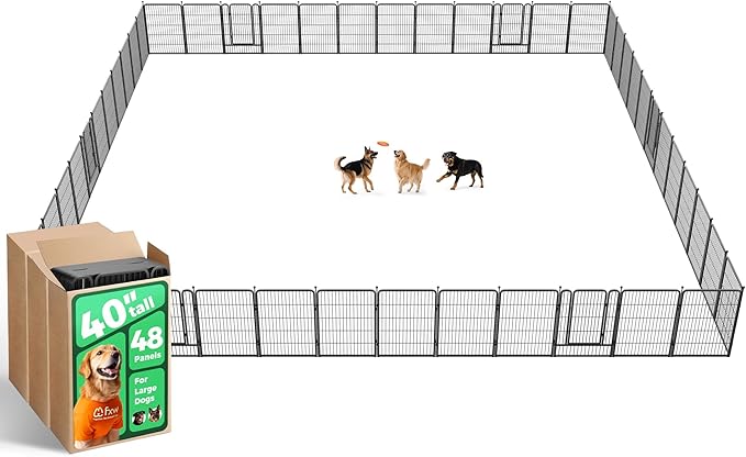 FXW Rollick Unleashed Dog Playpen for Indoor, Yard, RV Camping, 40 inch 48 Panels for Medium and Large Dogs, Black│Patented-PurrikoPets