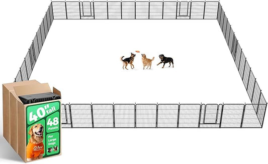 FXW Rollick Unleashed Dog Playpen for Indoor, Yard, RV Camping, 40 inch 48 Panels for Medium and Large Dogs, Black│Patented-PurrikoPets