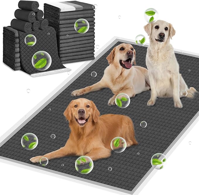 ELEGX Extra Large 28"x44" 30 Pcs Odor-Control Super Absorbency Charcoal Pee Pads for Dogs,Leak-Proof Pet Training Pee Pads,Thicken Disposable Potty Pads Puppy Training Pads for Cats Rabbits-PurrikoPets