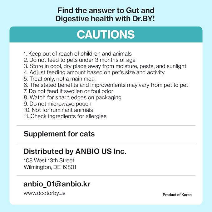 Dr.by CAT BIOME Cat Probiotics - Digestive & Gut Support for Cats, Diarrhea Relief, Immunity Booster with Lactiplantibacillus plantarum Lickable Formula Individually Packaged-PurrikoPets