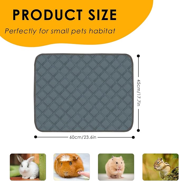 4 Pack Guinea Pig Cage Liners Washable Guinea Pig Bedding Reusable Waterproof Super Absorbent Guinea Pig Pee Pads Anti Slip Mat for Small Animals Rabbit Hamster Rat - 24" x 18"-PurrikoPets