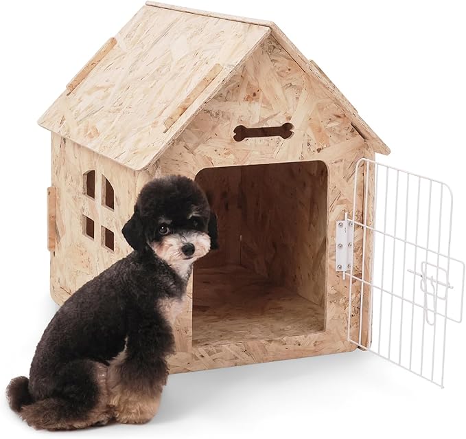 Dog House Indoor for Small Dogs or Cats, Cozy Wooden Design, Small Indoor Bed House, with Air Vents and Elevated Floor Warm Dog Cave-PurrikoPets