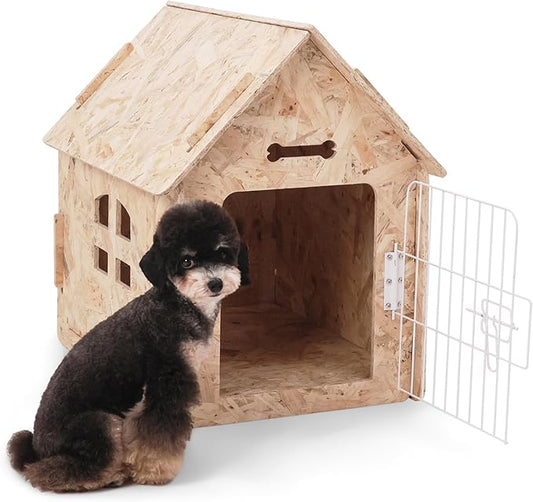Dog House Indoor for Small Dogs or Cats, Cozy Wooden Design, Small Indoor Bed House, with Air Vents and Elevated Floor Warm Dog Cave-PurrikoPets