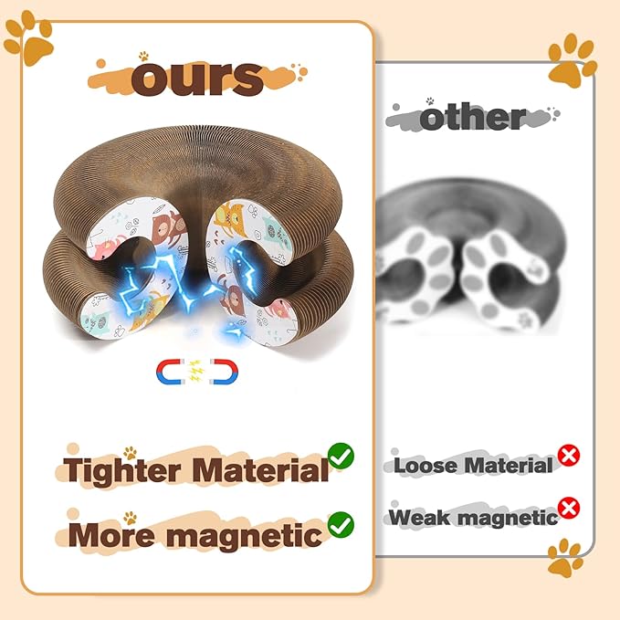 2 PCS Magic Organ Cat Scratcher Board with 6 Balls, Foldable Recyclable Accordion Cats Toy with Ball and Track Adventure, Cat Scratching Pad, Retractable Reversible Furniture Protector(Brown)-PurrikoPets