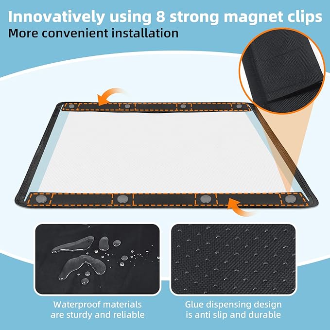 Dog Pee Pad Holder, Oxford Cloth Material, Fit 28"x34" Pad,Puppy Pad Holder, 8 Powerfu Magnetic Clips, Indoor Dog Potty, Black-PurrikoPets