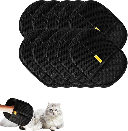 2025 Upgraded Pet Hair Removal Glove |Double-Sided – Reusable Grooming & Bathing Glove for Dogs and Cats |Soft Silcone Touch |Easy Deshedding and Cleaning Mitt (Black, 10 PCS)-PurrikoPets