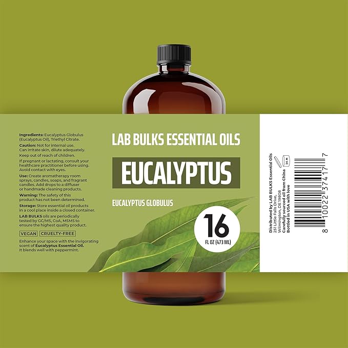 Eucalyptus Essential Oil 16 oz (473 ml) for Diffusers, Home Care, Candles, Aromatherapy, Candle Making-PurrikoPets