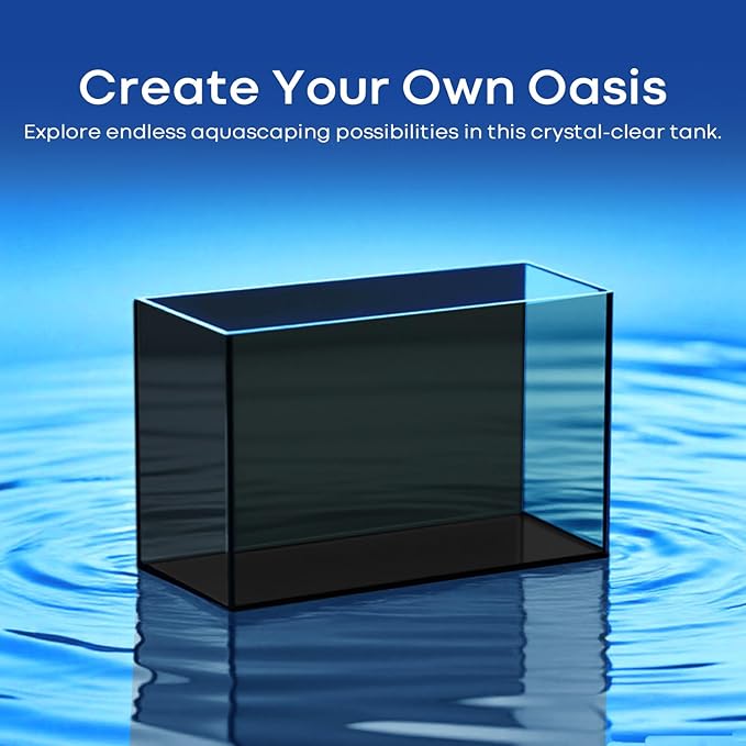 6 Gallon Glass Fish Tank, Small Aquarium Fish Bowl Cube for Betta Goldfish Snails Shrimp Aquatic Planting, Easy to Maintain Ultra Clear Rimless Design 5 Gallons Low Iron-PurrikoPets