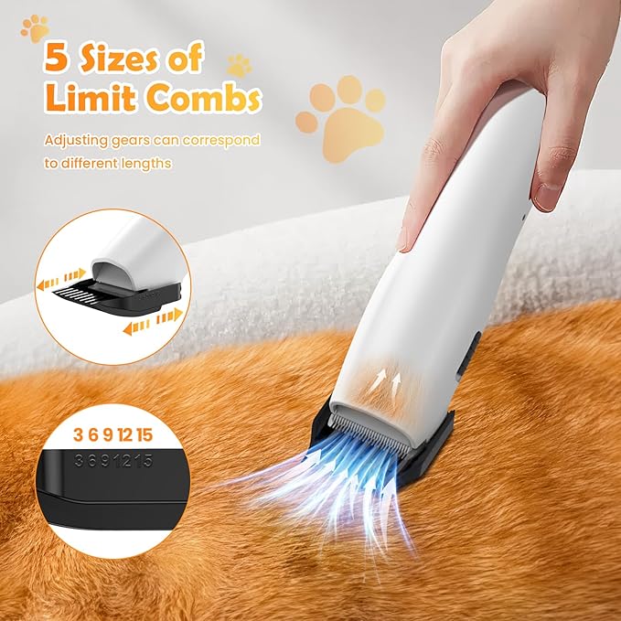 Dog Grooming Vacuum & Dryer & Clippers for Shedding Grooming, 3L Canister for Large Dog, 3 in 1 Grooming Kit for Dogs at Home, Adjustable Temperature and Airflow Pet Grooming Kits.-PurrikoPets