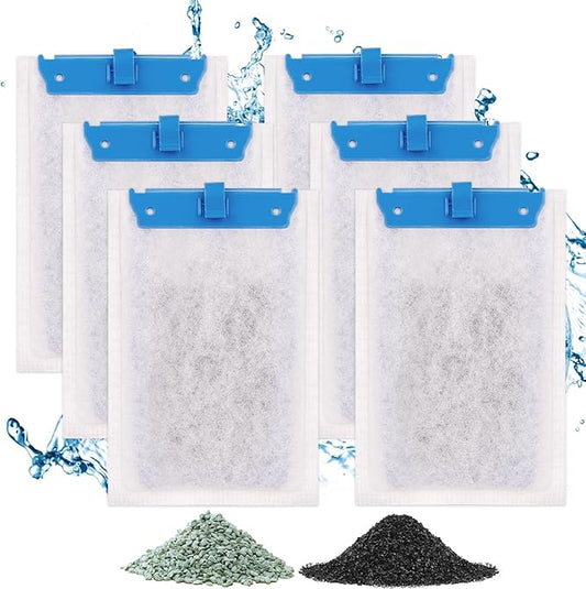 fishkeeper 6 Pack Medium Filter Cartridges Compatible with Tetra Whisper Bio-Bag Filters Replacement Filter Cartridges for Whisper Filters 10i / IQ10 / PF10 and TetraFauna ReptoFilter(Ready to Use)-PurrikoPets