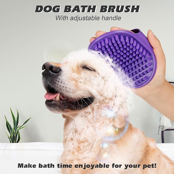 2PCS Pet Grooming Tools - Double-Sided Brush for Shedding and Bathing, Suitable for Short/Long Haired Dogs Cats and Horses, Deshedding Dog Brush, Mane & Tail Combs for Horses - Pet Supplies (Purple)-PurrikoPets