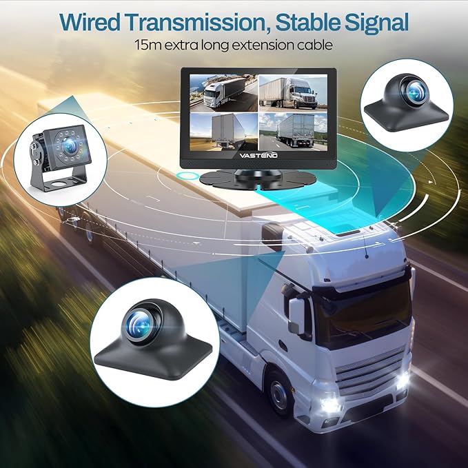 1080P Backup Camera for Truck, 7" IPS Touchscreen Monitor Front and Rear View Dual Cameras, IP69 Waterproof, IR Night Vision for Truck, Trailer, Camper, Included 32GB Card-PurrikoPets