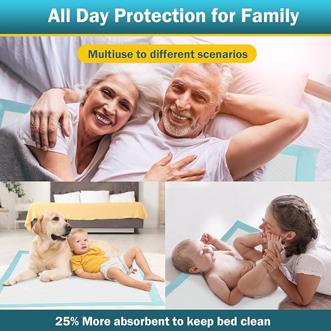 100 Count Bed Pads 30"x36" (No Adhesive Strip) Thicken Adults Incontinence Underpads Disposable, Heavy Duty Absorbent Chucks Waterproof, XL Extra Large Puppy Pee Training Pad-PurrikoPets