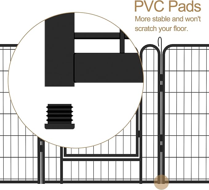 Dog Playpen, Outdoor Dog Fence, 16 Panels, 40" H Dog Pen for Large/Medium/Small Dogs, Heavy Duty Metal Pet Fence with Gate, Portable Dog Fence for RV Camping and Yard (Black)-PurrikoPets
