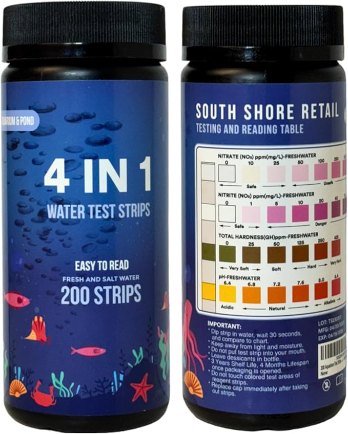 200 Aquarium Water Test Strips - For Fish Tank or Pond - Best Budget Aquarium Water Test On Amazon! - High Accuracy - Tests for Nitrate, Nitrite, PH, and Water Hardness - Veteran Owned Company!-PurrikoPets