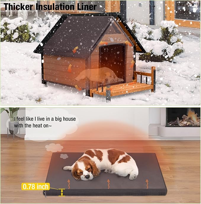 Dog House with Insulated Liner, Waterproof Dog Kennel for Small to Large Sized Dogs, Outdoor Doghouse 100% Insulated Puppy Shelter with Elevated Floor for Winter(Brown)-PurrikoPets