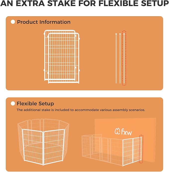 FXW Homeplus Unleashed Indoor Dog Playpen - Stress-Free and Safe Play, Heavy Duty 45 Inch 2 Wire Panels Dog Pen for Large Dogs, White│Patented-PurrikoPets