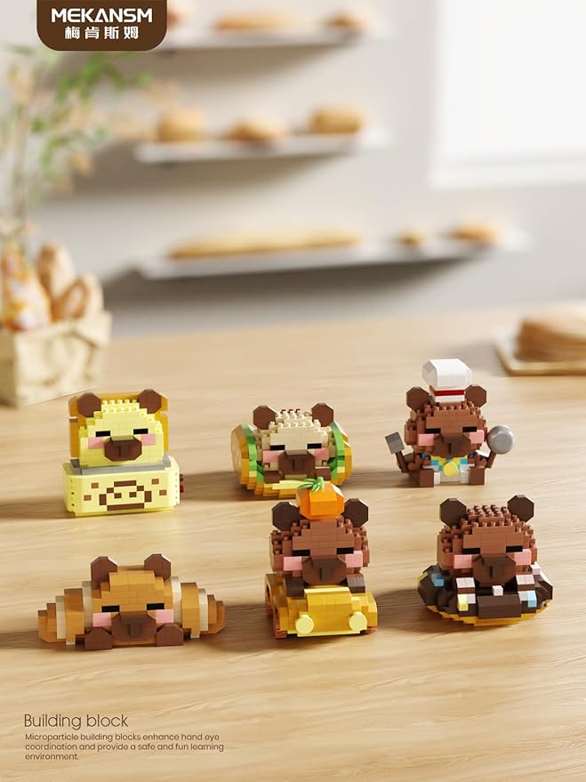Gold Medal Baking Cute Capybara Baking Bread Series Mini Building Toy Kawaii Animals Set Micro Adorable Pet Buildings Small Bricks Gifts Toys-PurrikoPets