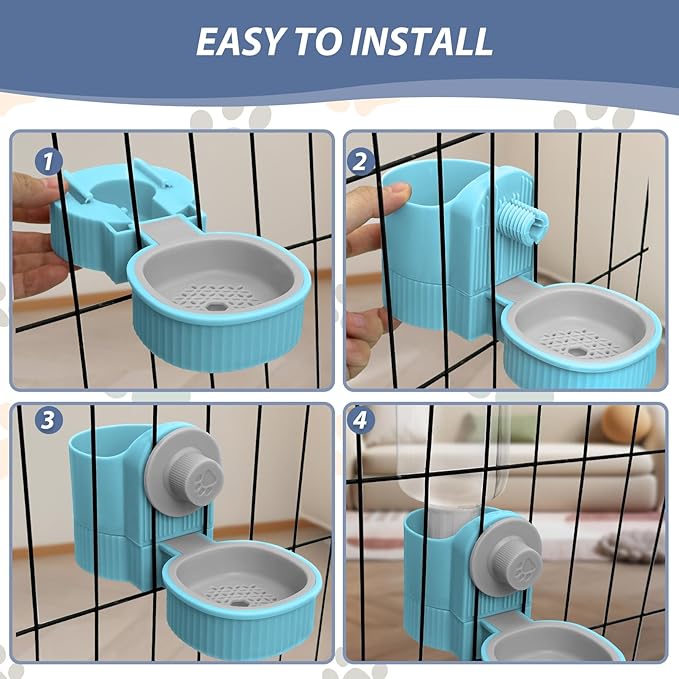 Fhiny Rabbit Water Bottle, 18oz Hanging Guinea Pig Water Bottle No Drip Gravity Bunny Water Dispenser for Cage Automatic Rabbit Waterer for Bunny Guinea Pig Chinchilla Ferret Cat Puppy-PurrikoPets