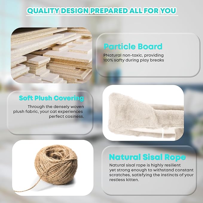 FDW Cat Tree 70in Cat Tower Multi-Level Durable Cat Scratching Post & Cozy Fun Cat Jumping Platform Space Saving Cat Condo Pet Play House for Indoor Cats,Beige-PurrikoPets