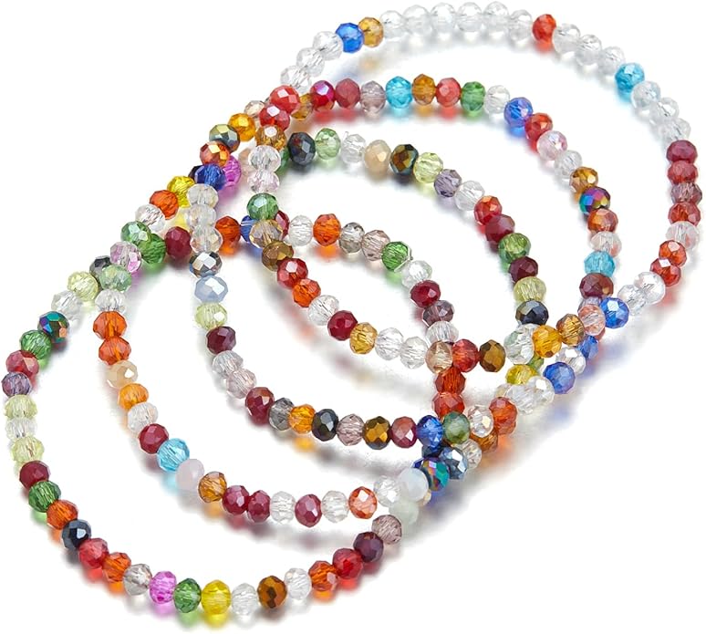 Noessla Beaded Boho Stretch Bracelet Colorful Stackable Crystal Beads Bracelets Trendy Costume Jewelry Mothers Day Gifts for Women