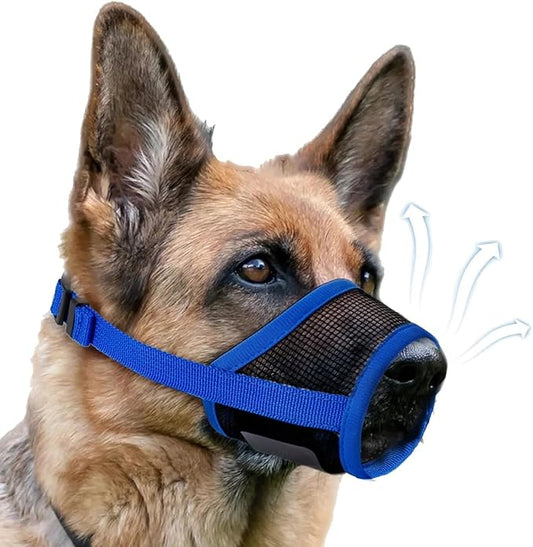 Dog Muzzle, Soft Air Mesh Muzzle for Small Medium Large Dogs Anti Biting Barking Chewing, Breathable Drinkable Adjustable Loop Pets Muzzle for German Shepherd Husky Labrador Retriever (Blue,S)-PurrikoPets
