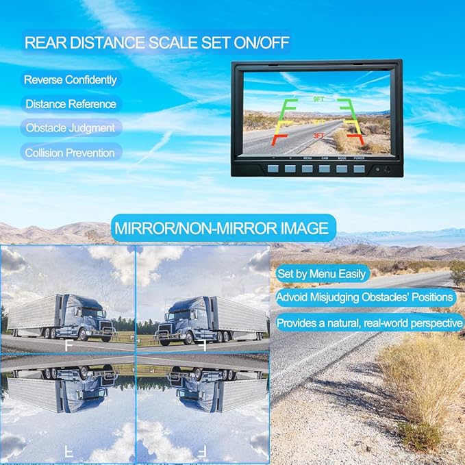 AHD 1080P 7" Reverse Rear View Backup Dual Twin Lens Camera System, Point Each Lens in a Different Direction, IR, Waterproof, 10G Vibration-Proof for Tractor/Truck/Camper/Caravan/Skid Steer/Harvester-PurrikoPets