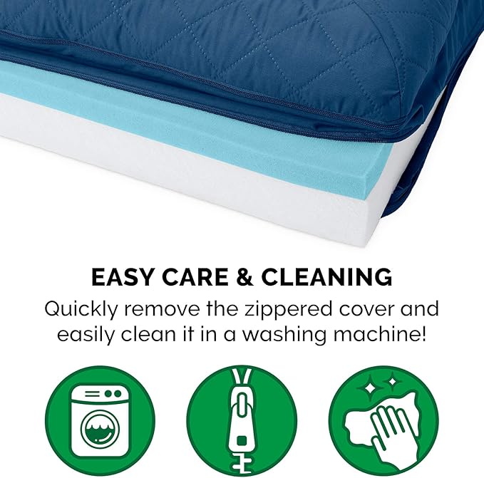 Furhaven Cooling Gel Dog Bed for Large Dogs w/ Removable Bolsters & Washable Cover, For Dogs Up to 125 lbs - Quilted Sofa - Navy (Blue), Jumbo Plus/XXL-PurrikoPets