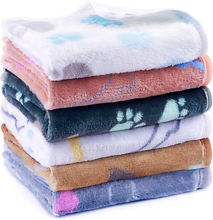 6 Pcs Washable Guinea Pig Blankets Absorbent Small Animal Fleece Bedding Waterproof Cage Liners Reusable Pet Pee Pad Sleep Mat Cover for Rabbit Rat Hamster Ferret Chinchilla Hedgehog (20"x30")-PurrikoPets