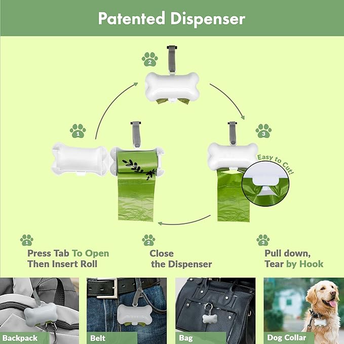 GORILLA SUPPLY Dog Poop Waste Bags with Dispenser and Leash Tie, 9" x 13", Green, 1000 Count-PurrikoPets