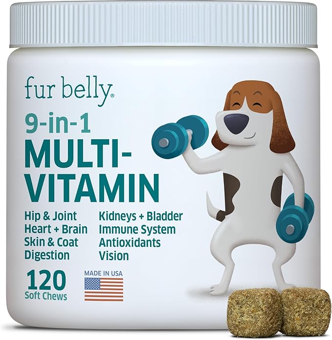 Dog Multivitamin - Dog Vitamins and Supplements - Digestive Enzymes & Probiotics - Probiotics for Dogs - for Skin and Coat Allergies - Immune System & Overall Health - 120 Soft Chew Dog Treats-PurrikoPets