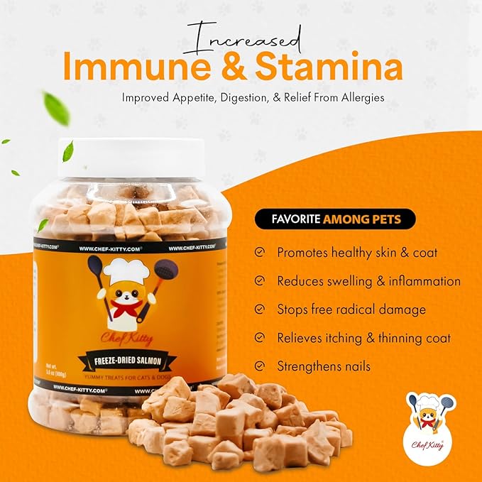 Freeze-Dried Salmon Treats for Cats & Dogs – 100% Wild Caught, Single Ingredient, High-Protein, Healthy Snack – No Additives or Preservatives – 5.3oz - Inspected & Tested in USA-PurrikoPets
