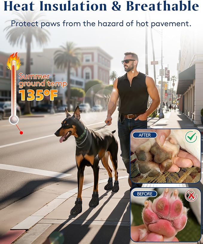 Dog Shoes for Hot Pavement, Breathable Dog Boots Paw Protectors with Adjustable Straps & Non-Slip Sole, Easy On & Off, Waterproof, Easy-Cleaning (Pink, S)-PurrikoPets