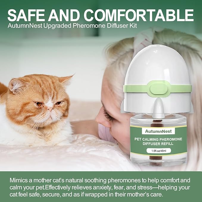 6-in-1 Cat Calming Pheromone Diffuser Kit, Cat Calming Diffuser for Anxiety Relief, Aggression, Scratching, Urine Marking, Fighting, Meowing, Hiding, Safe for All Cats, 120 Days Support-PurrikoPets