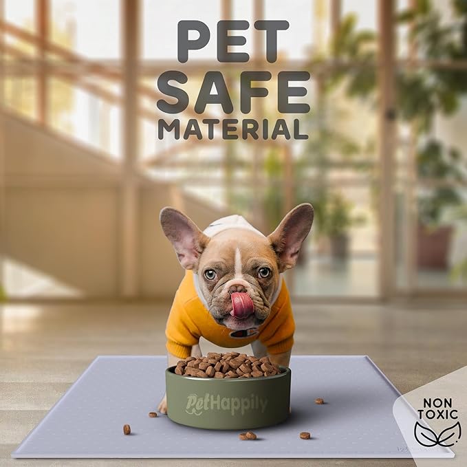 Dog Food Mat - 28x18 Raised Edges Dogs Mat for Food and Water Prevent Spill, Waterproof Cat Food Mats Protect Floors, Easy Clean Dog Bowl Mats for Food and Water, Silicone Pet Feeding Placemats-PurrikoPets