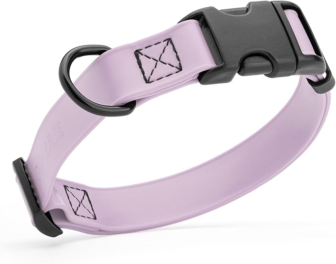 Dogline Biothane Waterproof Dog Collar with Quick Release Buckle Strong Coated Nylon Webbing with Odor- Proof for Easy Care Easy to Clean Fits Small Medium Large Dogs, Lavender 3/4" W 12-19" L-PurrikoPets