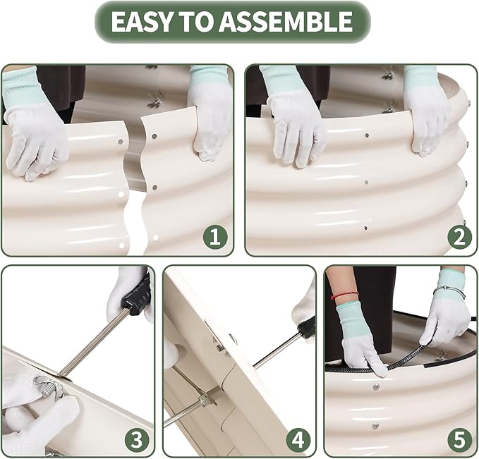 1MORE Galvanized Raised Garden Bed- Planter Garden Boxes Outdoor, Raised Beds for Gardening, 8x2x1ft Metal Garden Bed Kit for Vegetables Flower, Planter Raised Beds with Protective Tape & Tools.White-PurrikoPets