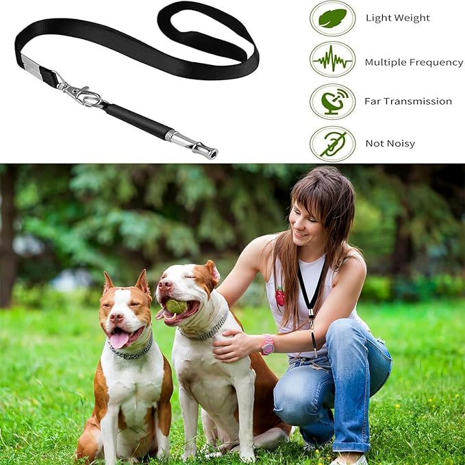 3 Pack Dog Whistle to Stop Barking Neighbors Dog - Adjustable Ultrasonic Silent Dog Whistle for Professional Training & Bark Control, with Lanyard (Black/White) - Effective Recall & Long Range-PurrikoPets