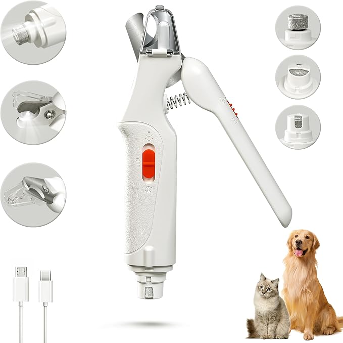 2-in-1 Cat Nail Clippers & Dog Nail Clippers Trimmers for Large Medium Small Dogs Cats Claw Trimmer Quick Sensor and Safety Guard USB Rechargeable with 2 LED Lights Dogs Nail Trimmer-PurrikoPets