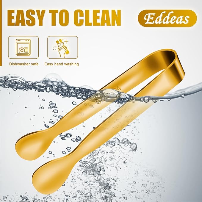 12 PCS Small Serving Tongs, 4.3" Mini Gold Tongs, Gold Kitchen Tongs for Serving Food, Coffee Bar, Tea Party, Desserts Party and Ice Bucket-PurrikoPets