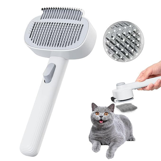 2-in-1 Pet Deshedding Brush Cat Dematting Comb for Indoor Cats and Dogs Comb for Shedding Long & Short Hair Gentle Massage Grooming Tool Easy to Remove Loose Undercoat,Matted Fur & Tangles-PurrikoPets