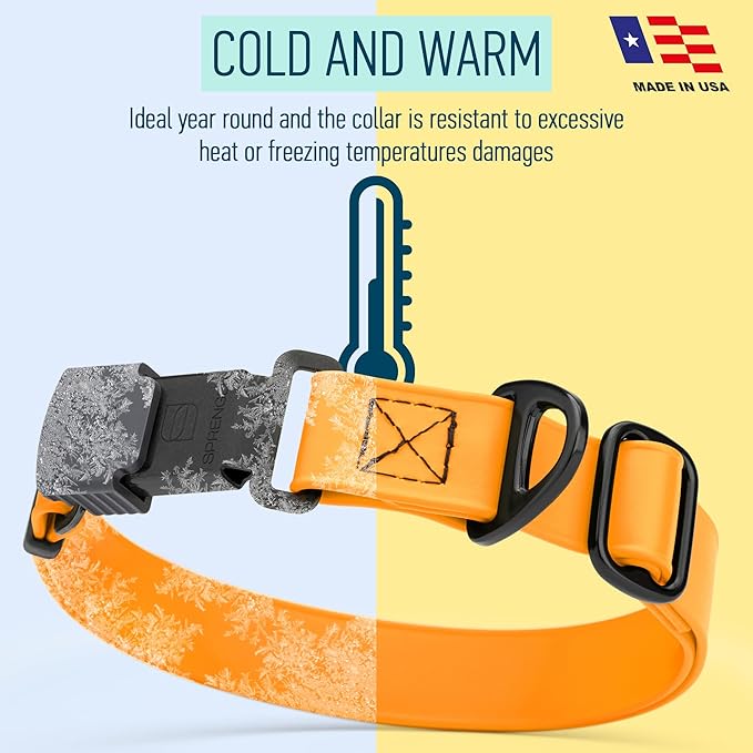 Dogline Biothane Waterproof Dog Collar with Herm Sprenger Black Stainless Steel Quick Release Buckle – Heavy Duty Tactical Durable Collar for Dogs – Comfortable, Safe Pet Collar W 1" L15-25 Tangerine-PurrikoPets